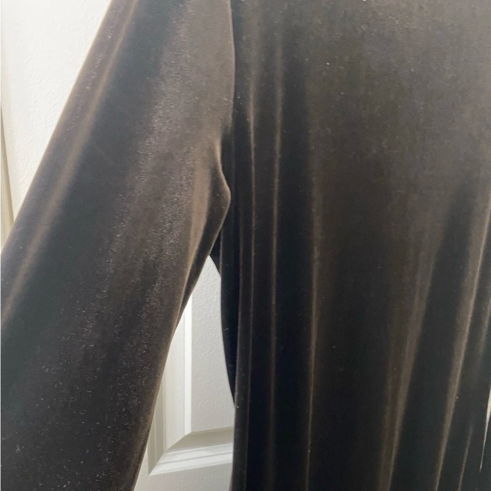 Max Studio Chocolate Brown Velvet Long Sleeve Maxi Dress - Picture 10 of 11